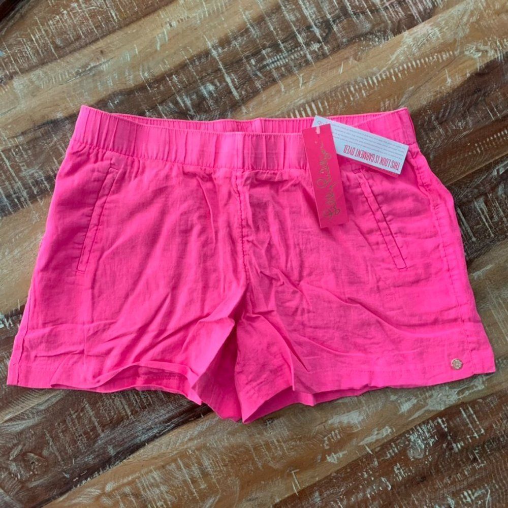 NWT Lilly Pulitzer 4 inch Lilo Linen Shorts Aura Pink - Picture 2 of 2